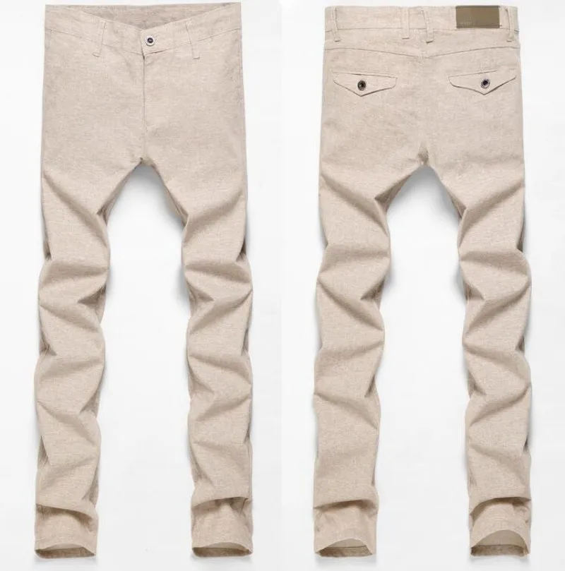 Summer Thin Cotton And Linen Mens Straight Pants Fashion Casual Streetwear Slim Fit Breathable Male Trousers Office Work Wear