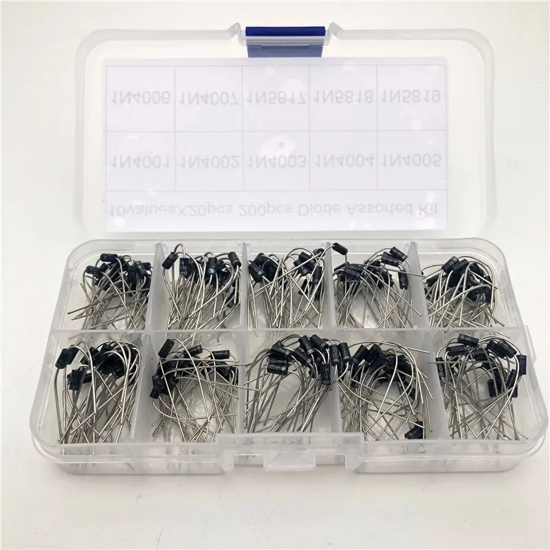 

10Values Rectifier Diode 1N4001 1N4002 1N4003 1N4004 1N4005 1N4006 1N4007 1N5817 1N5818 1N5819 Electronic Kit With Storage Box