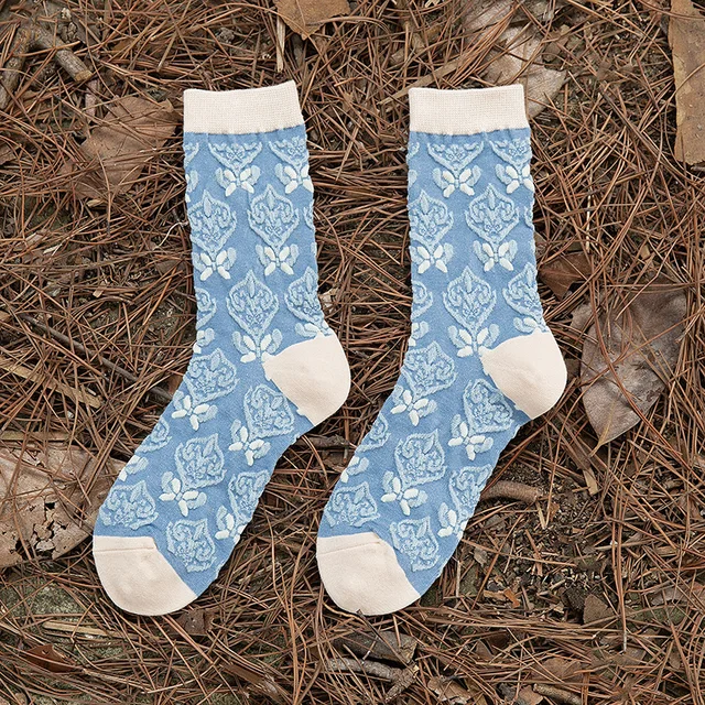 retro 3D relief socks women calcetines mujer harajuku meias korean style skarpetki damskie calcetas designer japan woman sock 7
