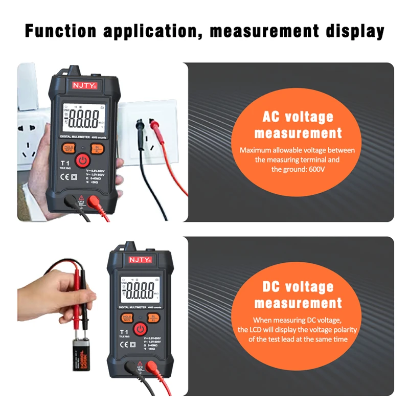 Smart Multimeter Digital 4000 Counts Mini Automotive Tester True RMS NCV 600V AC DC Voltage Tester Portable Electric Meter