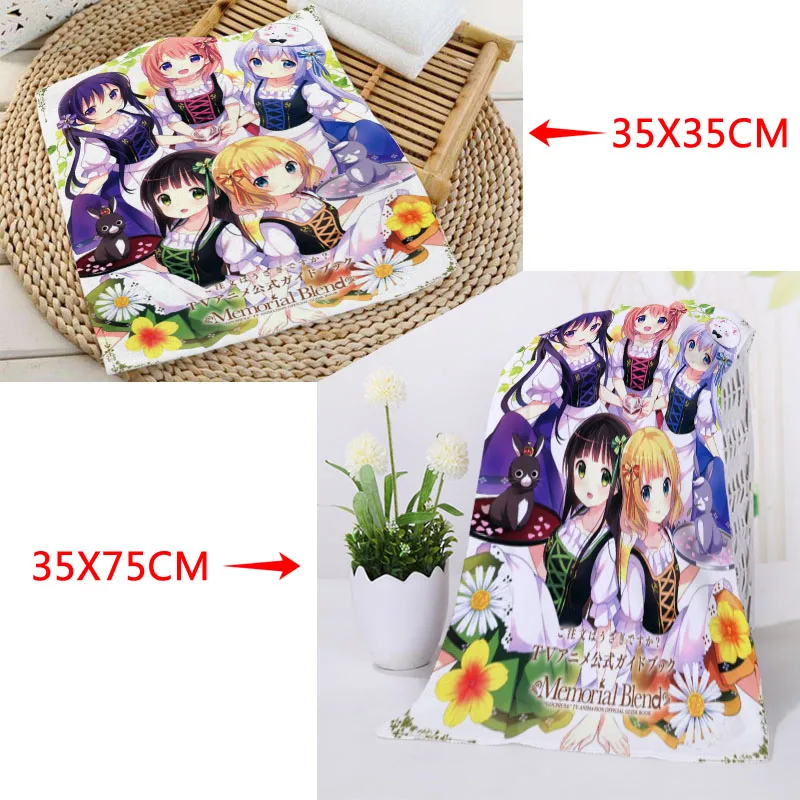 Полотенца на заказ 35x35 см 35x75 Gochuumon wa Usagi Desu ka квадратные полотенца с принтом