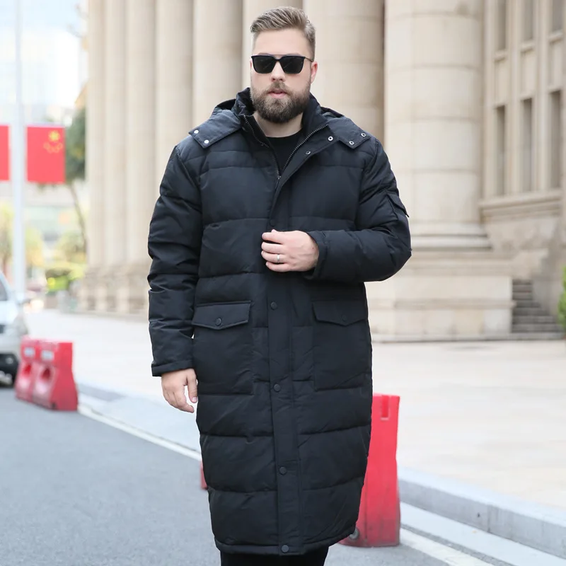 XL-7XL, 8XL, 9XL, 10XL, зимний теплый пуховик, плюс удобрение, большой размер, с капюшоном, Повседневный, мужской пуховик