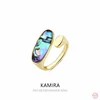 KAMIRA 925 Sterling Silver Fashion Color Abalone Shell Open Finger Ring for Women Men Charm Unique Rock Party Couples Jewelry 1