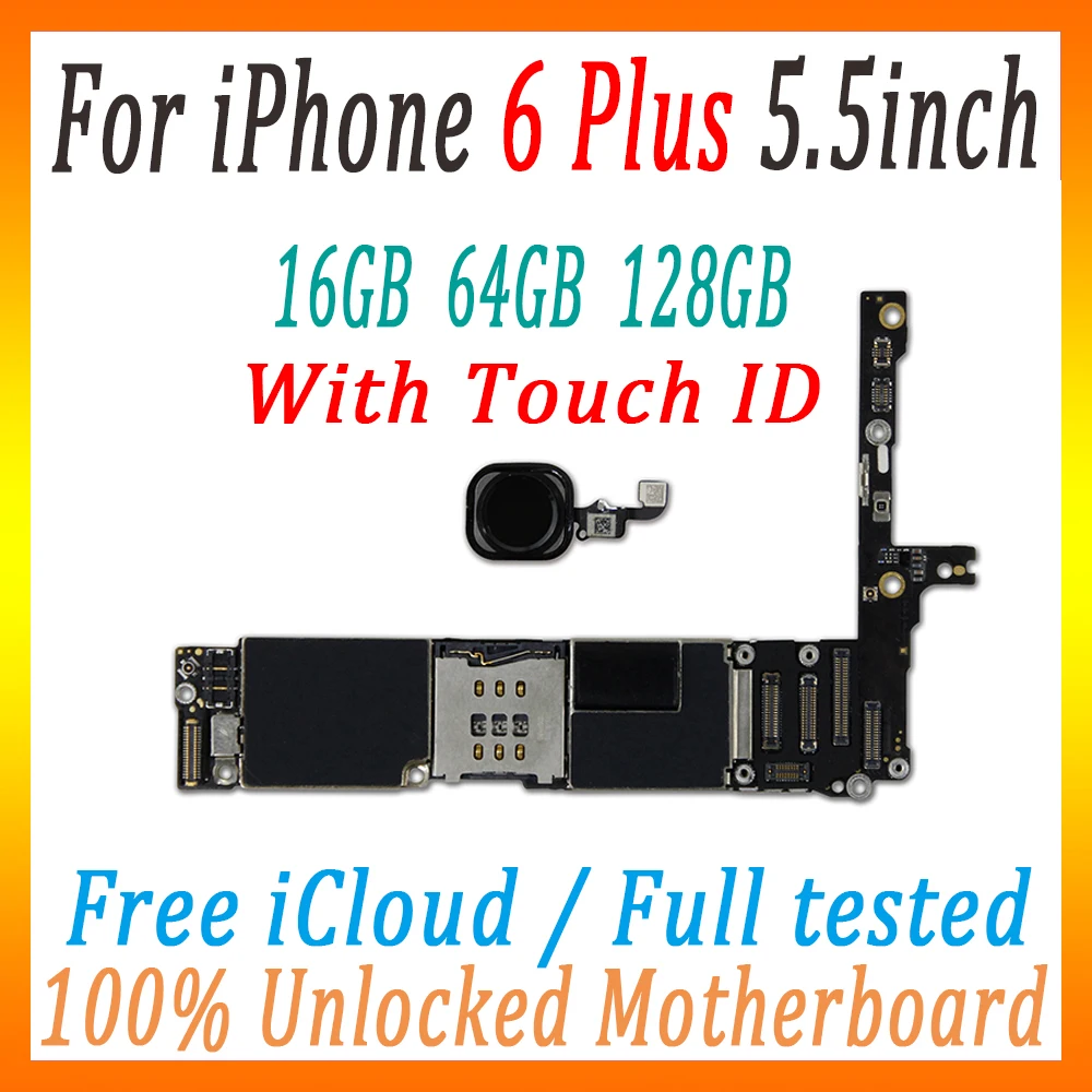 Бесплатный iCloud для iphone 6 Plus материнская плата с/без Touch ID, оригинальная разблокированная материнская плата для iphone 6 Plus, хорошее тестирование