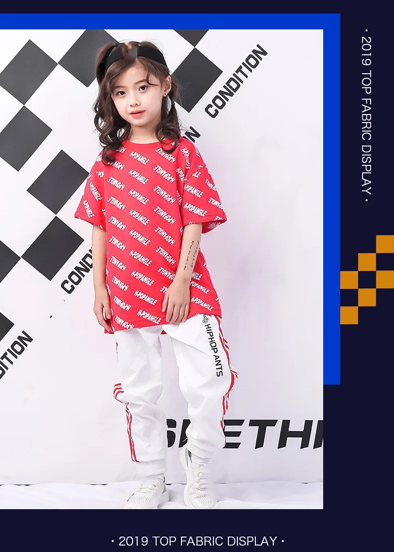 Children's Jazz Costumes New Hip-Hop Set Summer Girls Short-Sleeved Print shirt Pants Suit Kids Catwalk Show Performance Clothes (15)