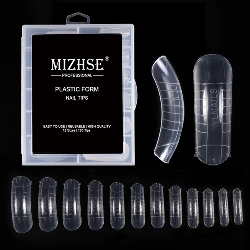 120 pcs Nail Tips MIZHSE 120 шт поли гель быстрая разборная форма наконечники для наращивания пальцев искусственные акриловые накладные ногти лак для ногтей Инструменты Накладные ногти - Цвет: 120 pcs Nail Tips