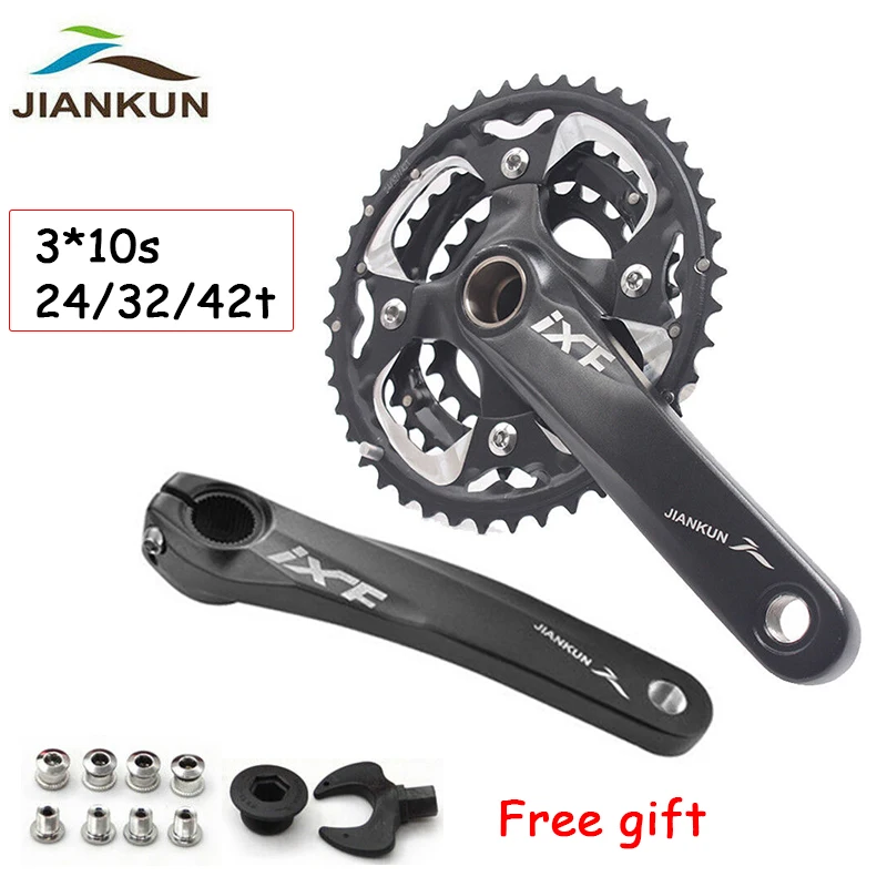 JIANKUM 104BCD 64BCD передняя Звездочка MTB велосипед 24/32/42 т диаметра окружности болтов(170 мм тройной рукоятка 3x10S Скорость для горных велосипедов дорожный велосипед