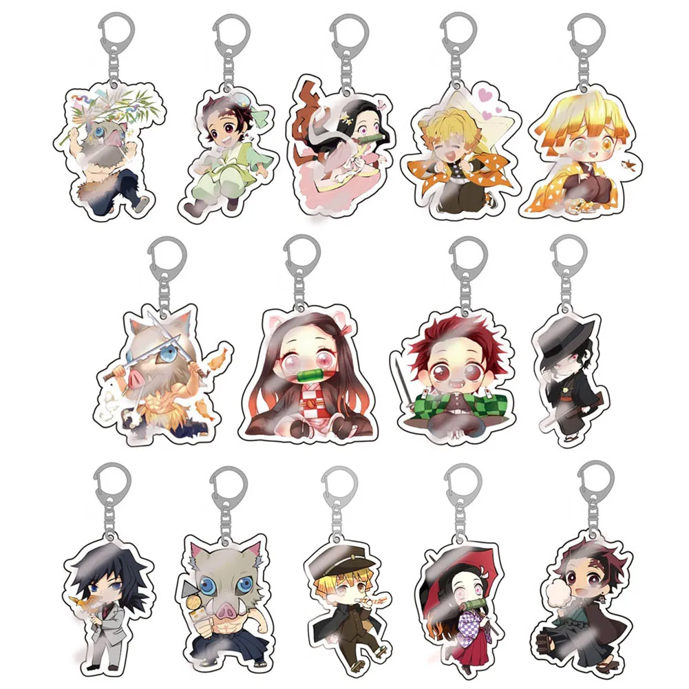 Anime Demon Slayer:Kimetsu No Yaiba Keychain Double Sided Transparent Key Chain Cosplay Keyring Fans Jewelry Gift