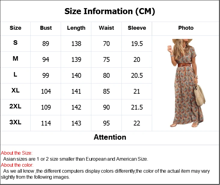 2021 Summer V-neck Short Sleeve Boho Maxi Dress Women Retro Floral Print High Waist Beach Ladies Chiffon Long Dresses with Belt