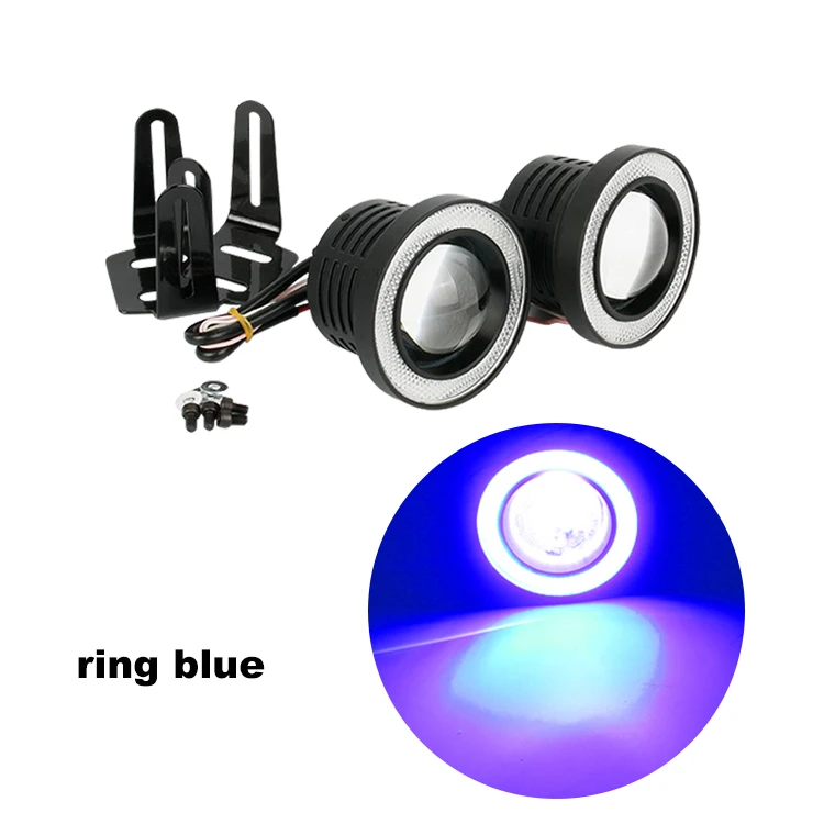 Nlpearl 2x30 Вт DRL светодиодный COB Ангельские глазки Противотуманные фары автомобиля противотуманные фары 12V 2,5 3,0 3,5 дюймов белый прожектор светодиодный противотуманный фонарь в сборе - Цвет: 1 pair blue ring
