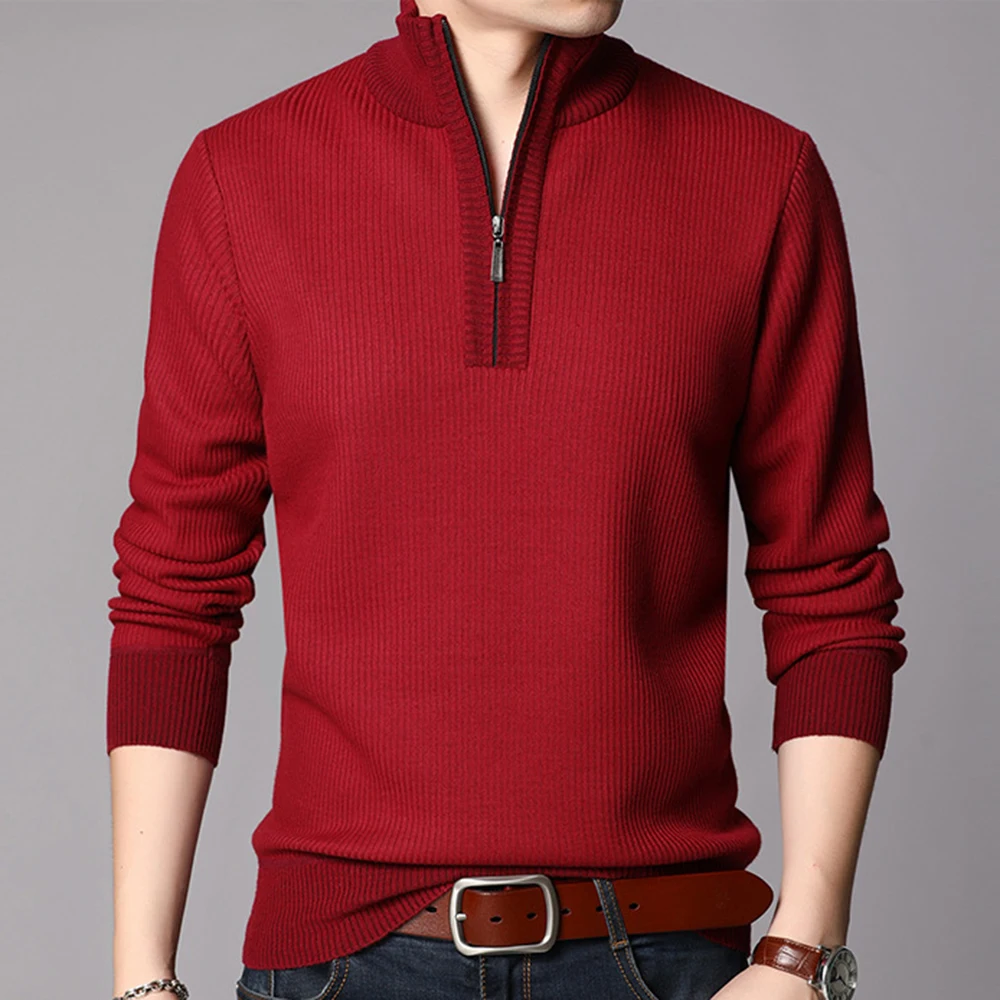 

Covrlge Thick Warm Wool Pullover Cashmere Sweater Men Clothes Autumn Winter Brand Men Casual Zipper Turtleneck Pull Homme MZM062