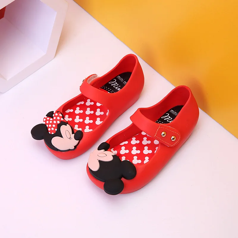 Melissa/мини-обувь; оригинальные летние новые сандалии для девочек с Микки и Минни; Детские прозрачные сандалии принцессы для маленьких девочек; Цвет Красный; SH19082