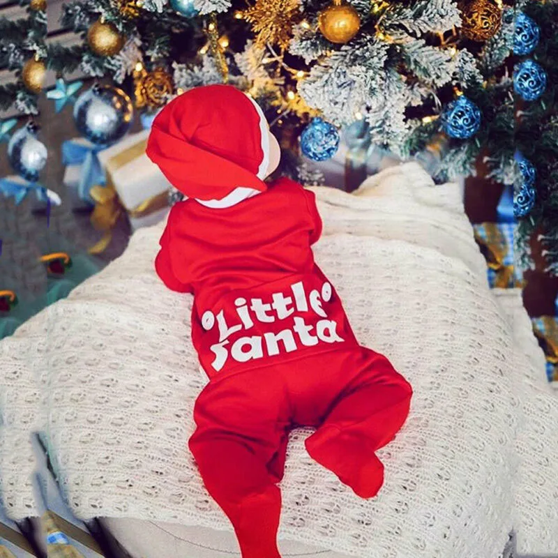 Pudcoco/Детский Рождественский комбинезон с Санта-Клаусом для новорожденных девочек и мальчиков; детский зимний хлопковый комплект одежды с длинными рукавами и буквенным принтом