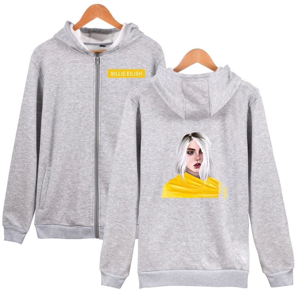 Kpop повседневное пальто Billie Eilish на молнии с капюшоном мужская куртка для певцов хип хоп Супер пуловер со звездами Толстовка Осенняя уличная одежда
