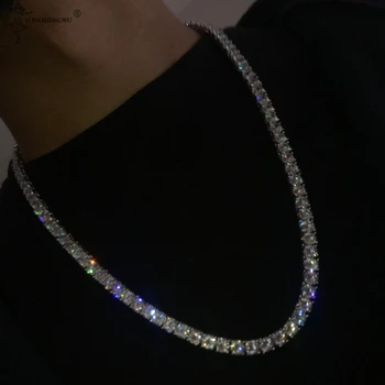 

Ice Out 1 Row Shiny Tennis Chain Necklace Men's Hip Hop Necklace Bracelet Jewelry Exquisite Charm Gift Fashion 3mm 4mm 5mm