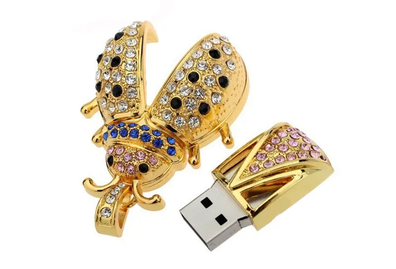JASTER Красивая кристальная модель золотого жука usb2.0 4 ГБ 8 ГБ 16 ГБ 32 ГБ флеш-накопитель USB флеш-накопитель креативный флеш-накопитель