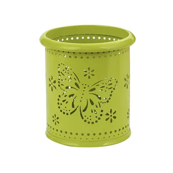 

Round Storage Cup Home Office Butterfly Pattern Pencil Fashion School Desk Organizer Multifunctional Pen Holder Hollowed Out