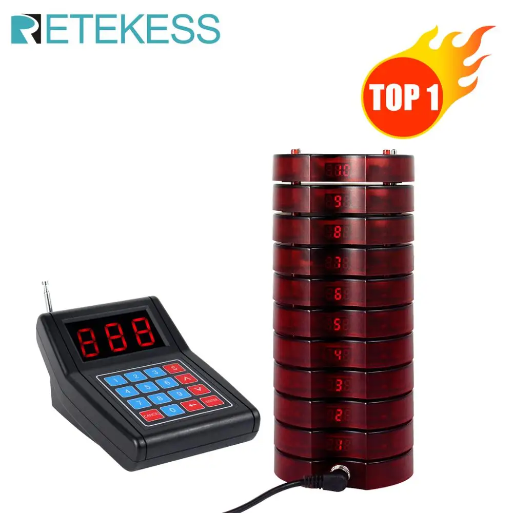 Cena RETEKESS SU 668 Pager restauracja 999 kanałowy bezprzewodowy system wywołujący z 10 pagery kelner pagery zadzwoń do klienta do restauracji