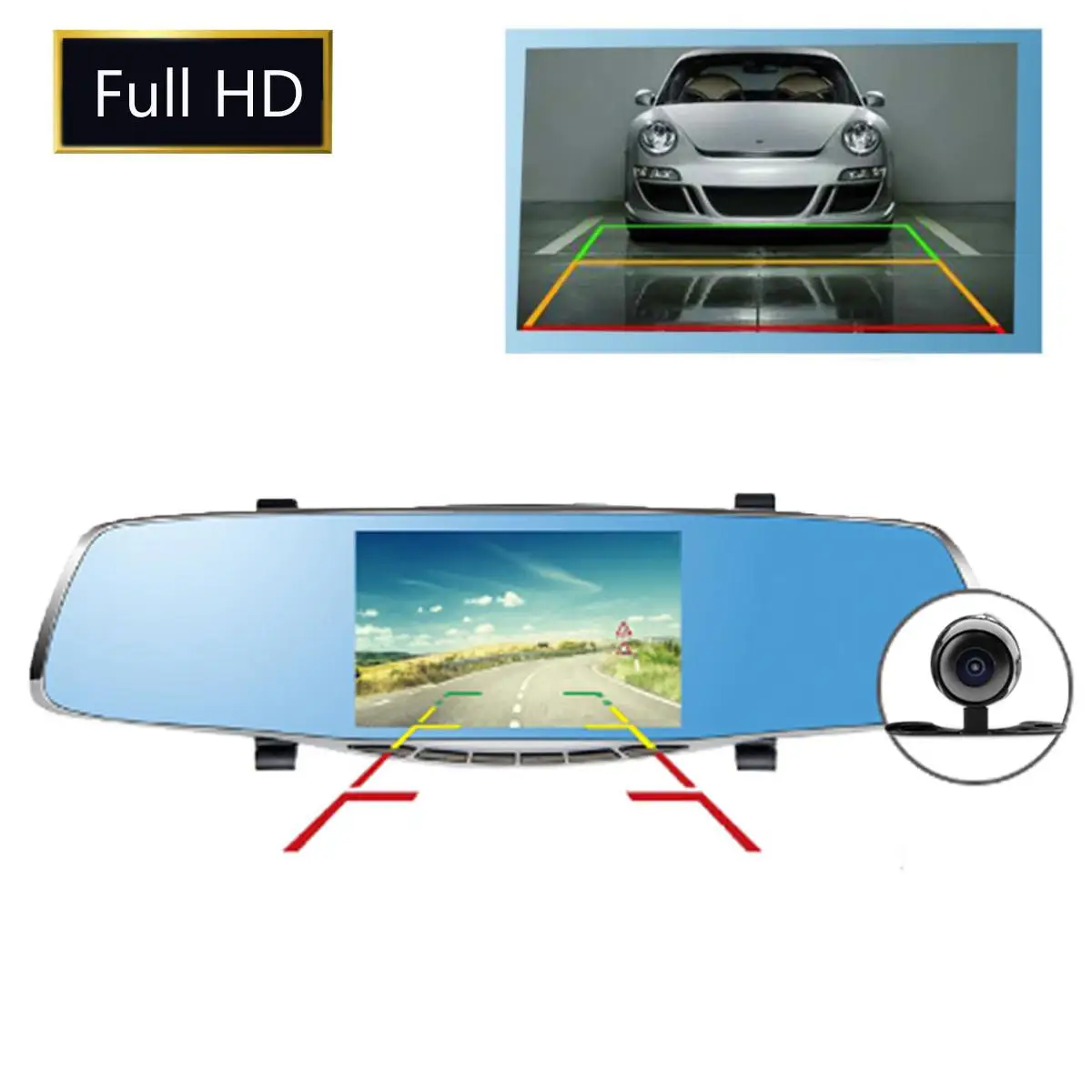 Full HD 1080P Автомобильный видеорегистратор Камера авто 5 дюймов зеркало заднего вида тире камера цифровой видеорегистратор двойной объектив регистратор видеокамера