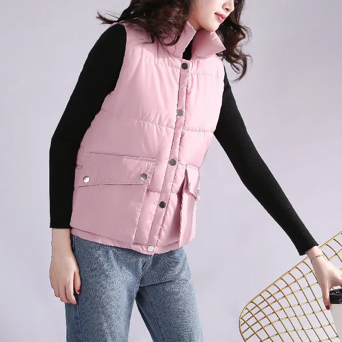 

Spring And Autumn Loose-Fit Waistcoat Women's Winter Short Korean-style Students 2019 Jacket Vest Large Size Cropped Jacket Cott