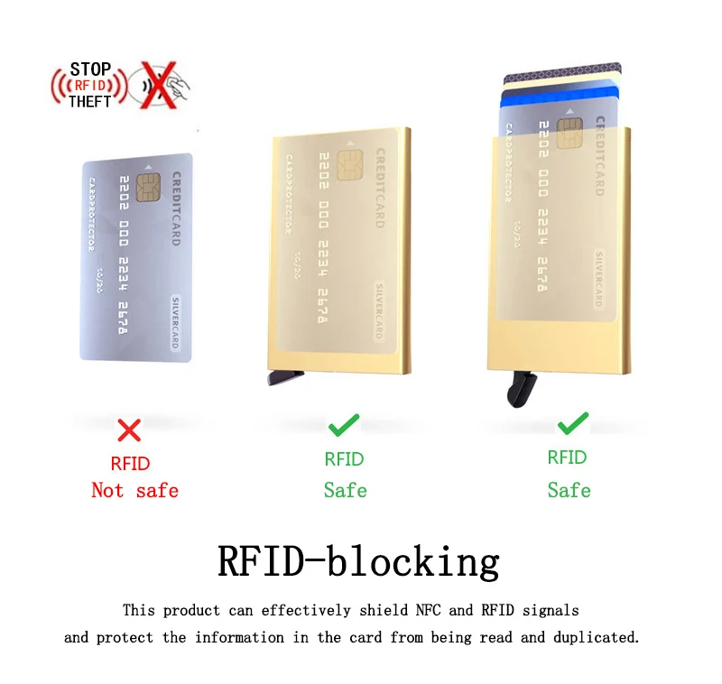 LAOSHIZI LUOSEN держатель кредитной карты RFID Блокировка всплывающий металлический кошелек с пряжкой для мужчин и женщин