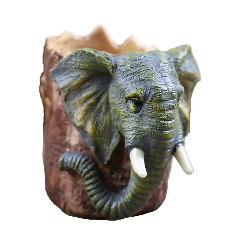 

New Cartoon Elephant Shape Pen Holder Brush Pot Desk Organizer Office Storage Box 7.8x11.8cm