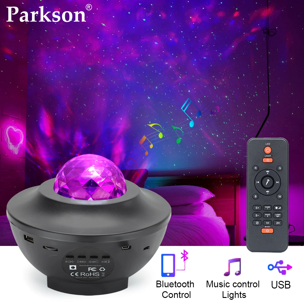 LED Night Light Colorful Starry Sky Galaxy Projector Blueteeth USB Music Player Decoration Romantic Bedroom Lamp Childrens Gift | Лампы и