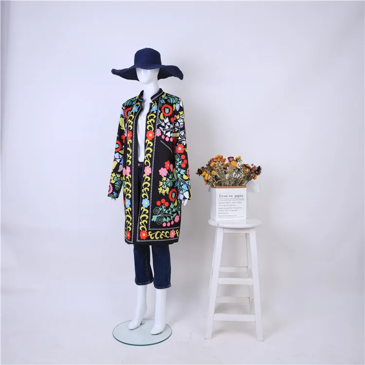 Весенняя и Осенняя Женская куртка в Ретро этническом стиле, модный тонкий кардиган с вышивкой и длинными рукавами, женская тонкая куртка