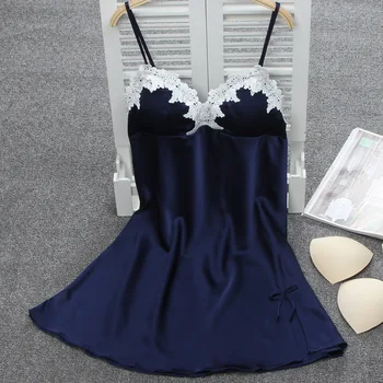 

Silk Ladies Lace Nightgowns Women Clothing Night Dress Lingerie Porno Deep V-neck Mini Night Gown Sleepwear Lingerie Nighty