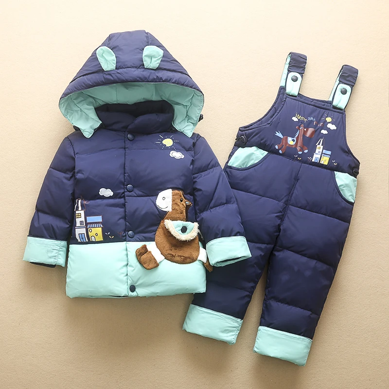 

Child winter down outerwear male child down coat bib pants set open file