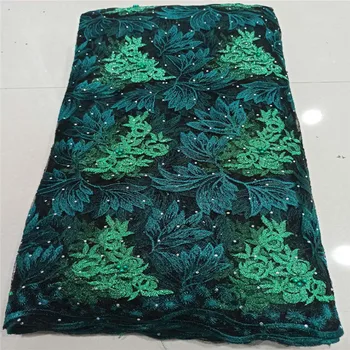 

African Lace Fabric 2020 stones beads Embroidered Nigerian Laces Fabric High Quality French Tulle Lace Fabric For Women Dress