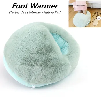

Plush Electric Foot Warmer Heating Pad Detachable Washable USB Ports Heated Slippers Foot-warmers for Adults Men and Women