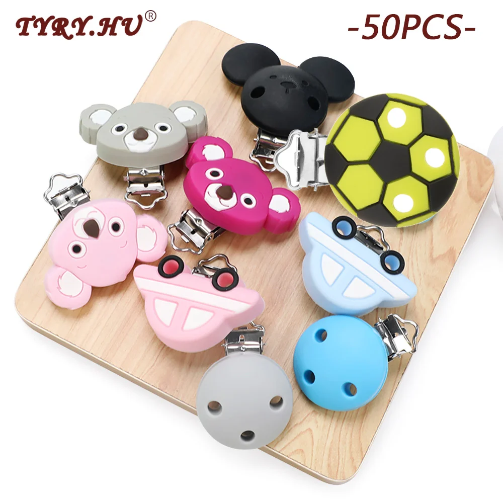 

TYRY.HU 50PC Silicone Pacifier Clips Koala Round Teether Clips DIY Baby Pacifier Dummy Teething Soother Nursing Jewelry Making