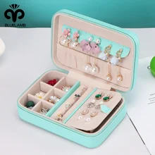 

2021 Portable Jewelry Box PU Jewelry Organizer Display Travel Jewelry Case Boxes Button Leather Storage Zipper Jewelers Joyero