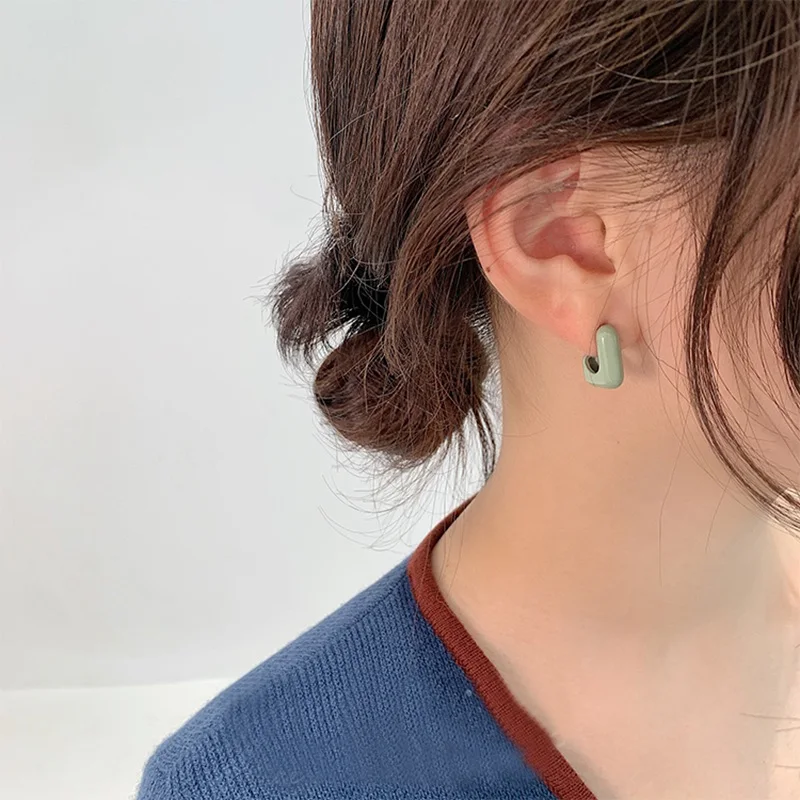 MENGJIQIAO 여성을위한 새로운 귀여운 캔디 다채로운 스퀘어 아크릴 후프 귀걸이 쥬얼리 서클 Brincos 파티 귀 액세서리 쥬얼리