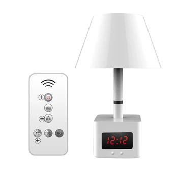 

LED Remote Control Desk Lamp USB Charging with Clock Hair White Light Table Lamp Dimmable Bedroom Bedside Home Night Light