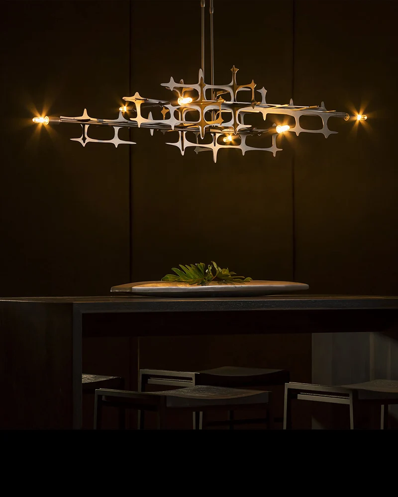 Современная дизайнерская люстра из нержавеющей стали, креативная модель, украшение для комнаты, светильник в гонконгском стиле, роскошный Ресторан