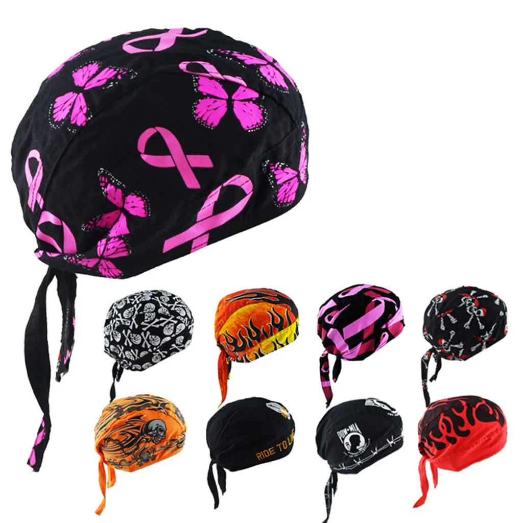 Unisex Motorcycle Biker Skull Cap Beanie Hip Hop Dance Butterfly Print Bandana Hat Helmet Liner Head Wrap Adjusted Pirate Scarf