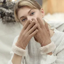 Велосипедные лыжные перчатки с подогревом женские зимние с сенсорным экраном Осенние Зимние Замшевые утепленные уличные перчатки для верховой езды/вождения один размер