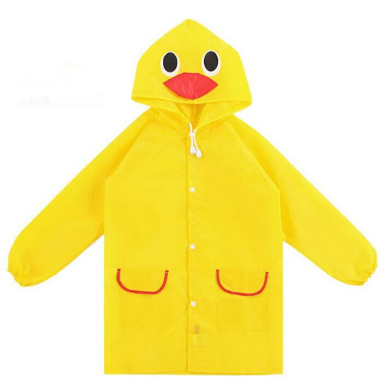 Yellow Duck Водонепроницаемые Дети пальто дождя для детей детский дождевик Дети дождевик животные автомобиль кролик с изображением утки, лягушки клубника - Цвет: Yellow Duck