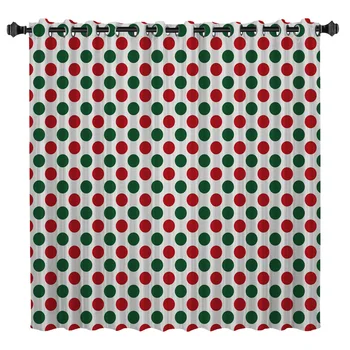 

Red And Green Dots Decorate Christmas Geometry Room Curtains Large Window Window Curtains Dark Living Room Bathroom Kitchen