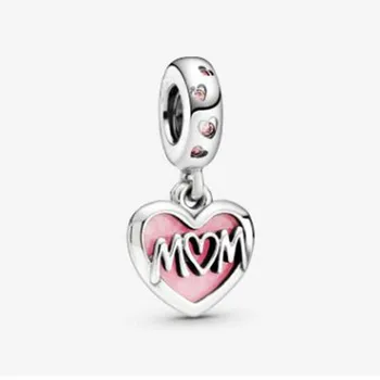 

Authentic 925 Sterling Silver Charm New "mom" Heart-shaped Fashion Pendant Fit Pandora Women Bracelet & Necklace Diy Jewelry
