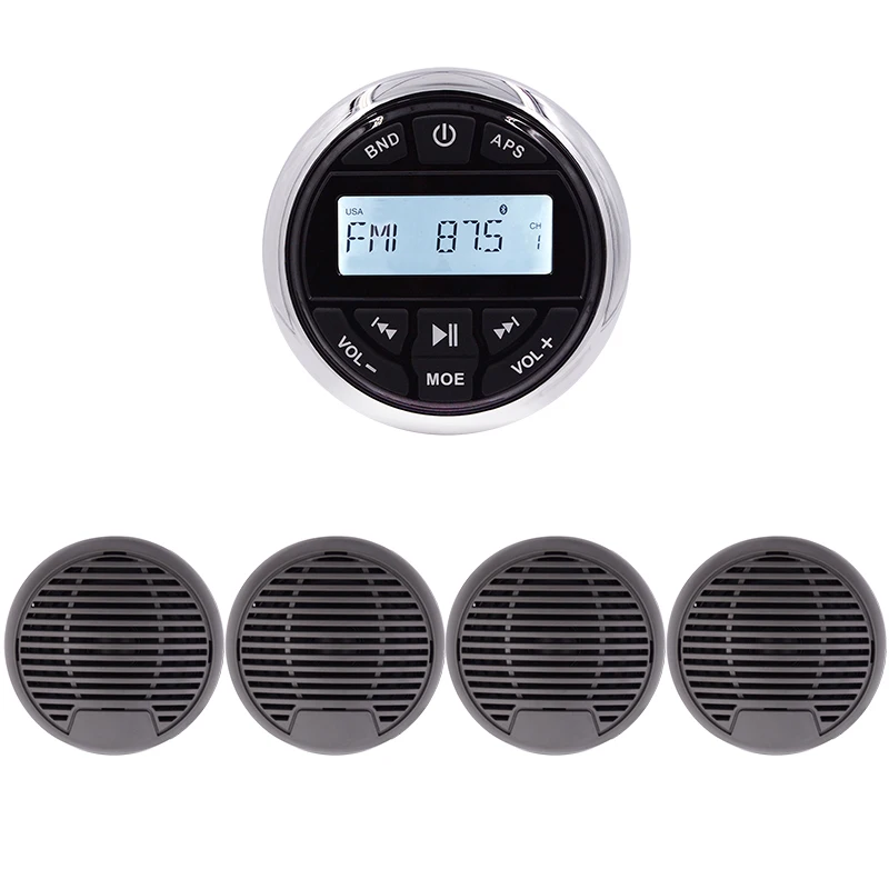 Guzare Bluetooth морской стерео MP3-плеер FM радиоприемник водонепроницаемый приемник+ 2 пары " колонки для лодки ATV UTV автомобиля
