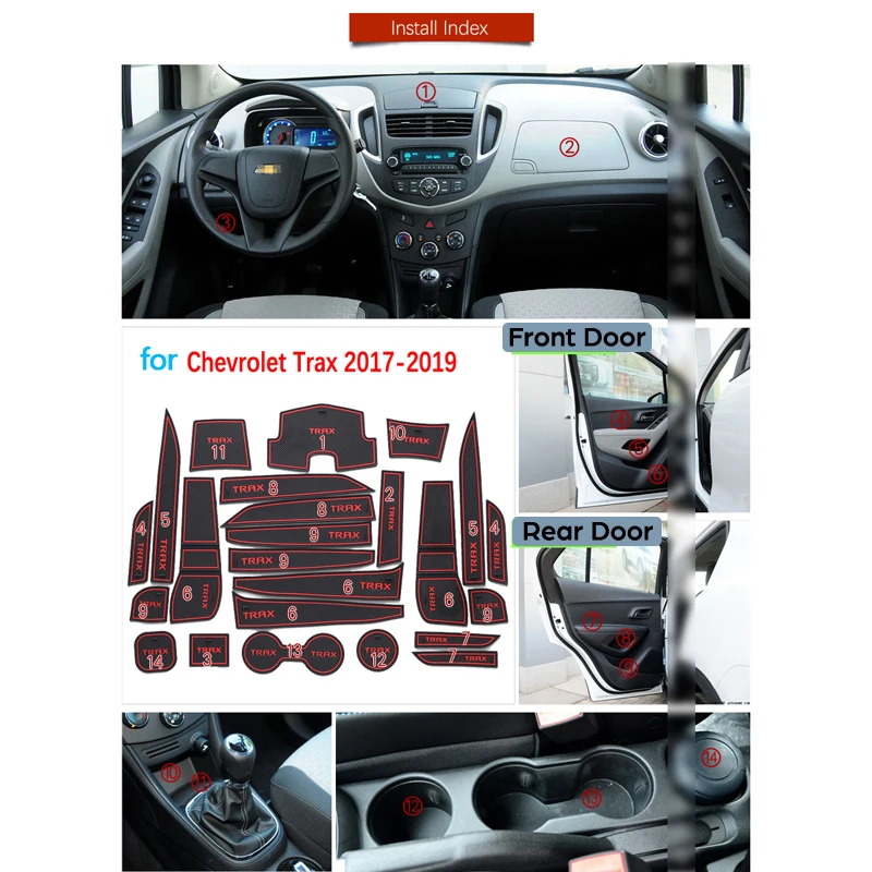 Для Chevrolet Trax трекер Holden MY17 MY18 MY19 Противоскользящий резиновый слот для ворот коврик аксессуары наклейки для автомобиля
