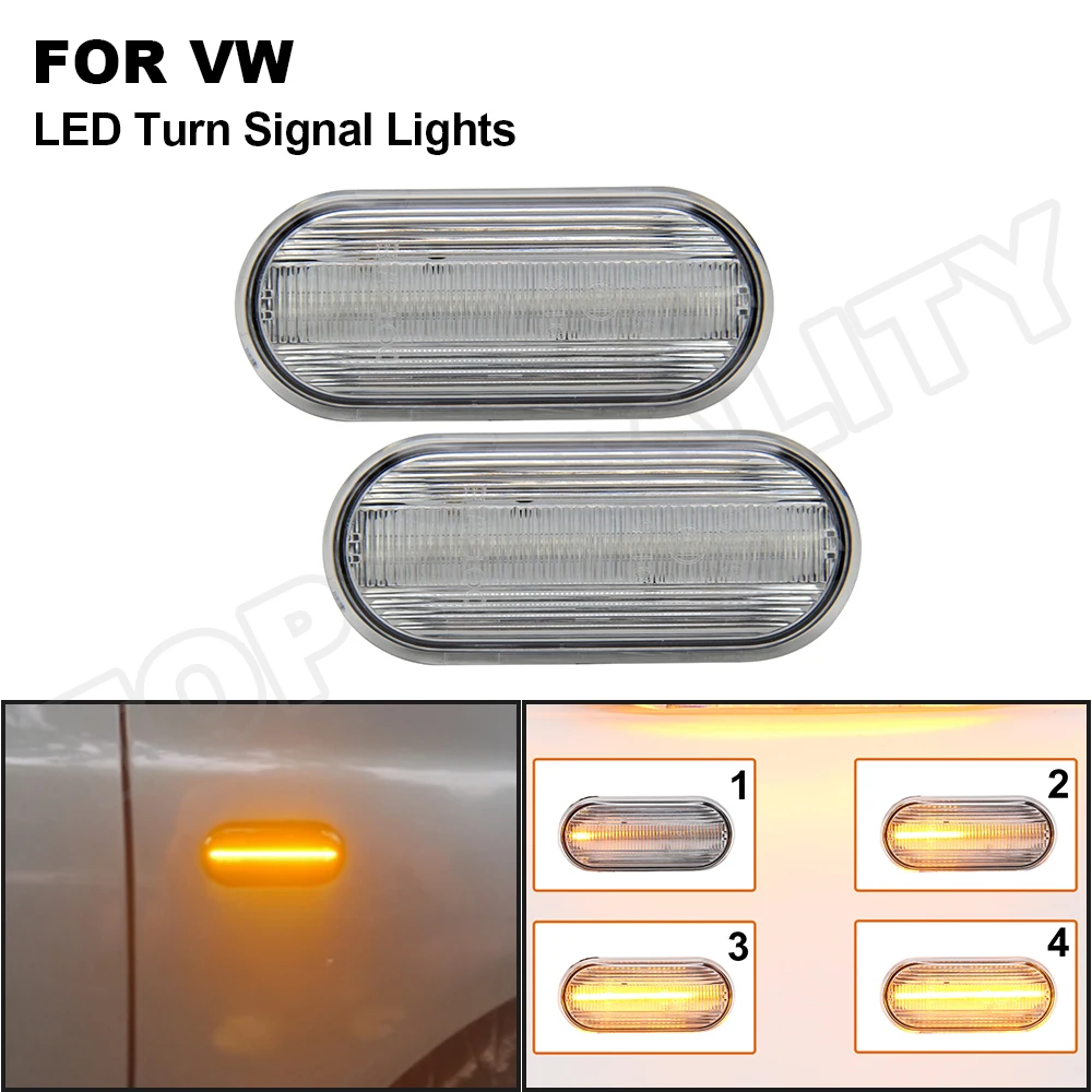 2x Amber Sequential Dynamic Led Side Marker Lights For Vw Bora Golf Mk4