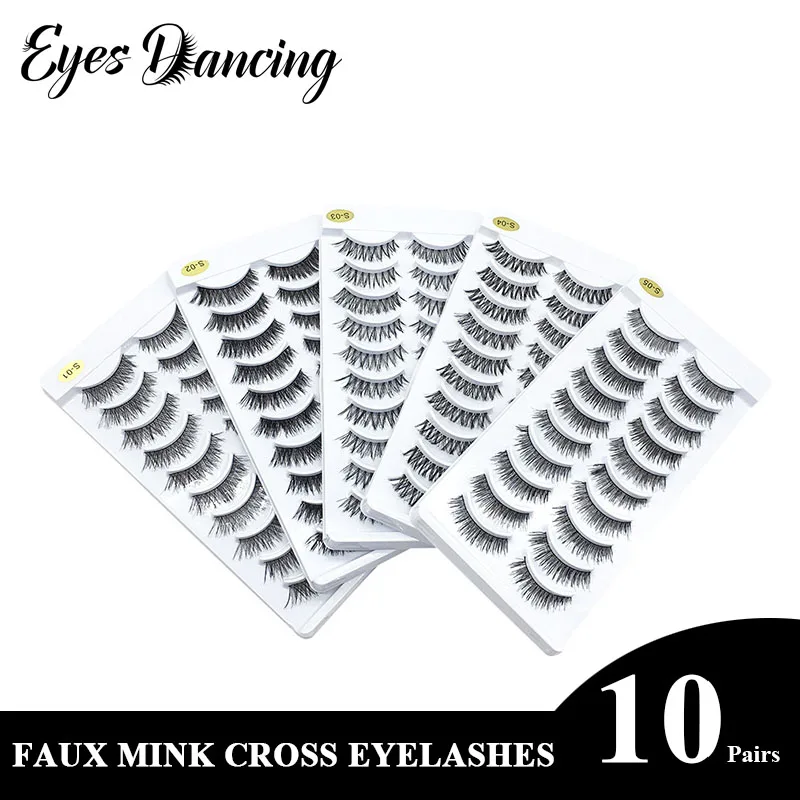 

Eyes Dancing 10 Pairs False Eyelashes Natrual Long Cross 3D Lashes Makeup Eyelash Extensions Tool Handmade Fake Lash