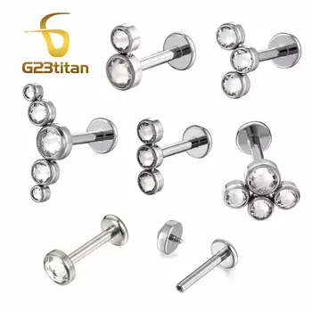 

Whole G23 Titanium Labret Crystal Studs Earrings Ear Cartilage Tragus Helix Lobe Piercing Lip Piercings Tongue Rings Body Joyas