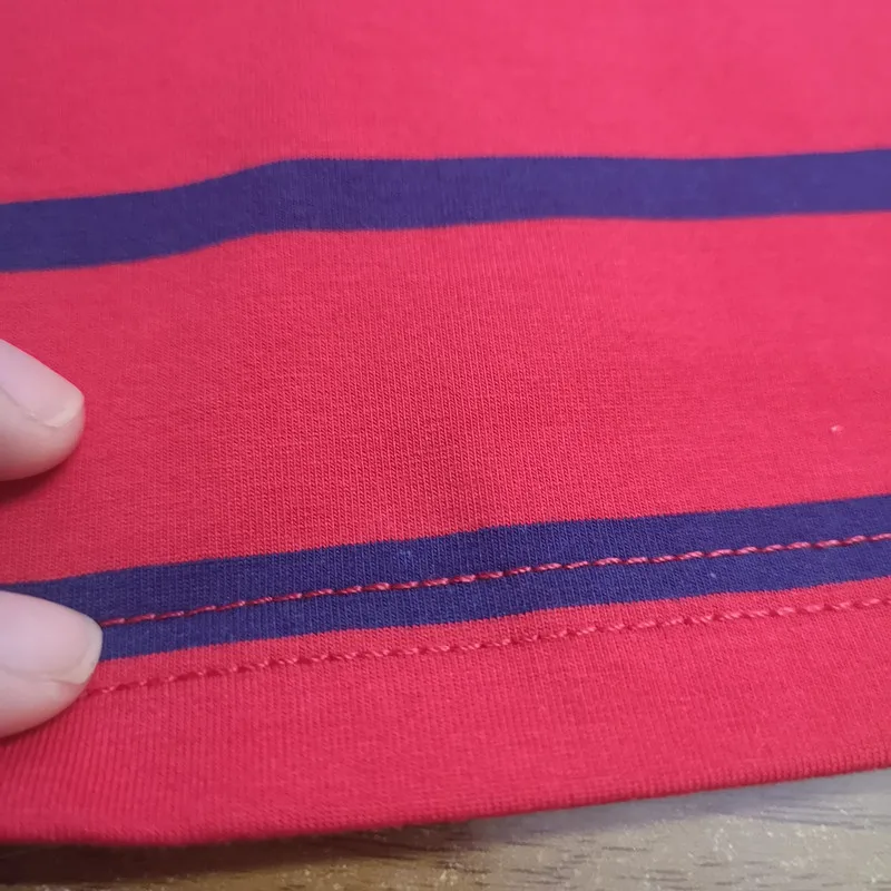 kids Simple stripe red T-Shirt Mother and Children's summer Cotton fabric good quality T-shirt