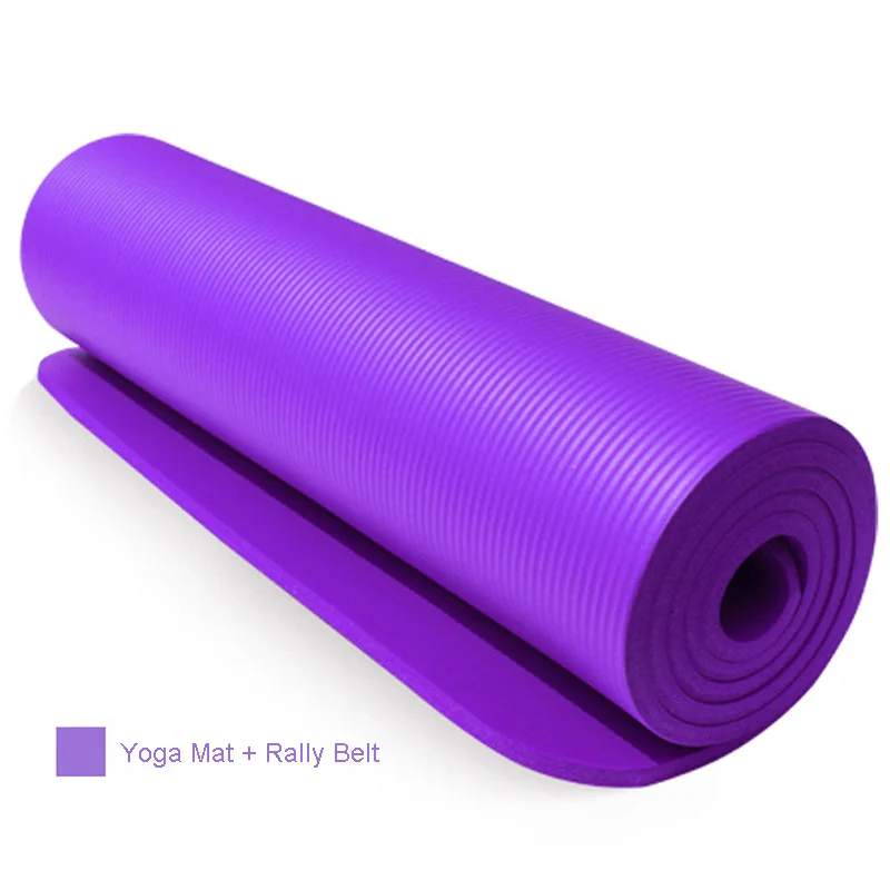 10mm Yoga Mats 183cmX61cm High Quality Extra Thick Non-slip Yoga Mats Pilates Fitness Gym Exercise equipment Pads with Bandages - Цвет: purple