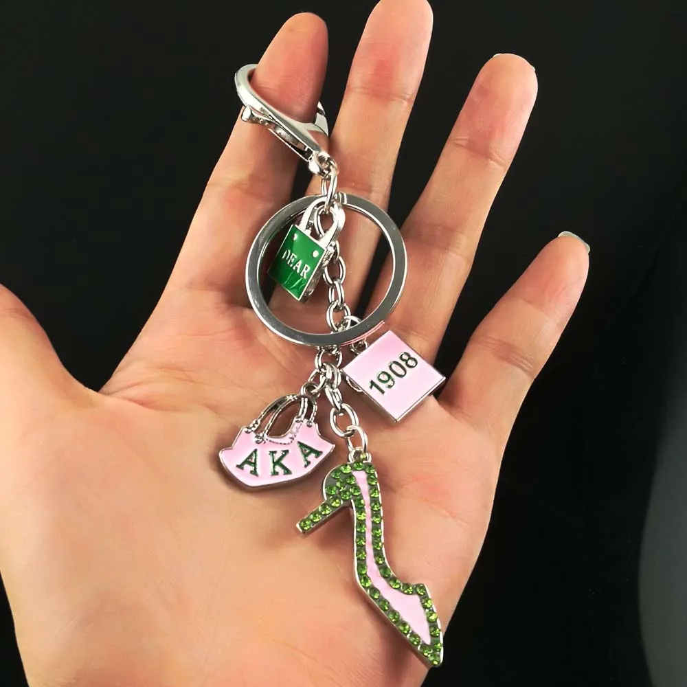 

Sorority Greek keychain Braided AKA 1908 Keychain auto Keyring